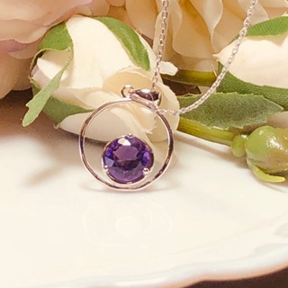 《真愛鍊Cherish 》天然紫水晶S925通體純銀項鍊 能量寶石 輕珠寶 花式切割 天然寶石 銀樓銀飾寶石 紫水晶