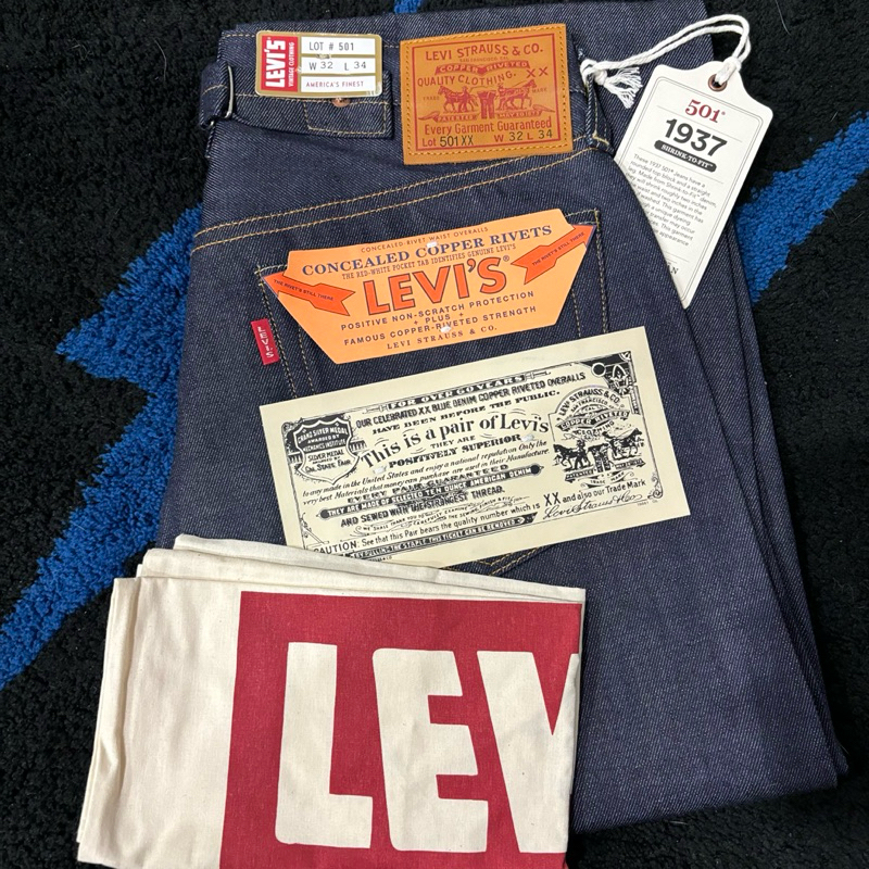 LEVIS VINTAGE CLOTHING LVC 1937 37501-0018 原漿原色 日本製 全新