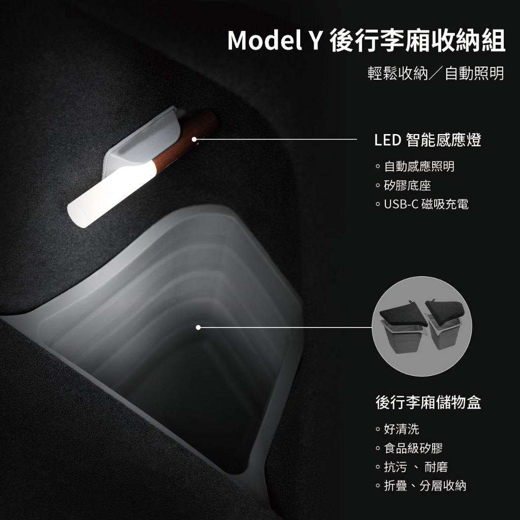 【JOWUA】 TESLA全車系 所有年份 Model Y 後行李廂收納組 側邊 左右儲物盒