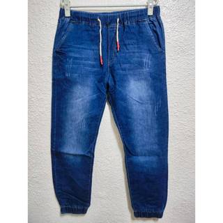 ☆深藍色 JOGGER PANTS 牛仔褲 縮口褲 束腳褲 休閒褲(32)☆