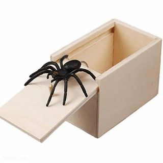 Wooden Prank Spider Scare Box Hidden in Case Trick Play Joke
