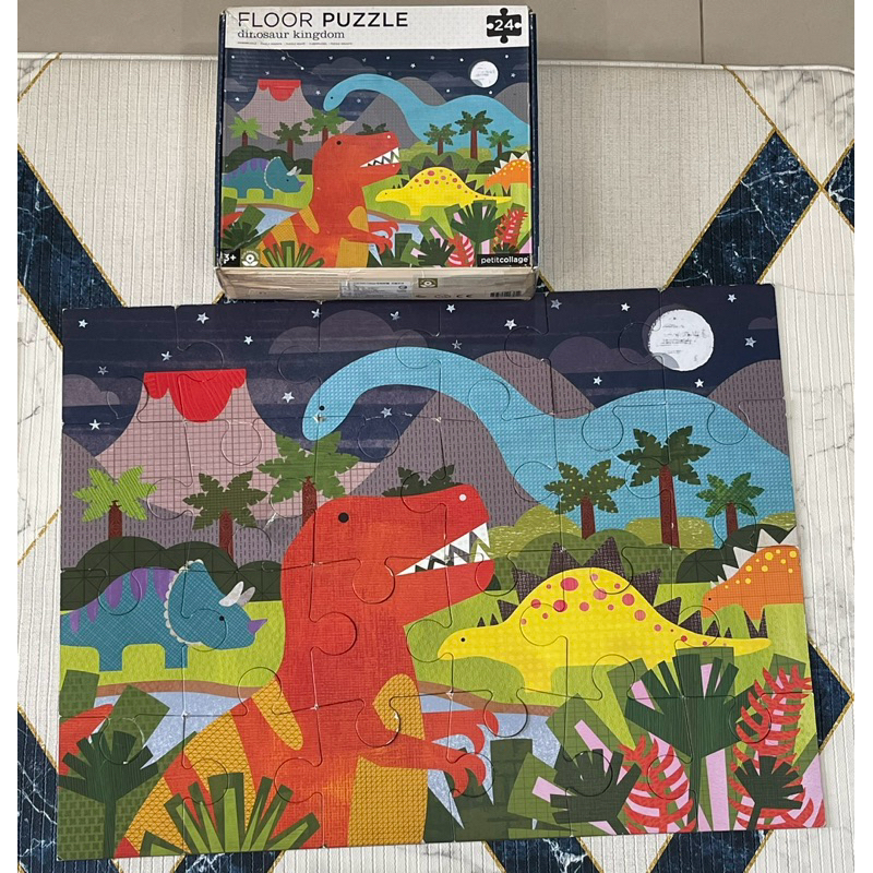 二手 Petit collage 地板拼圖 （24片）恐龍世界/農場動物