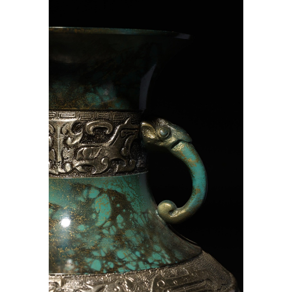日本高岡銅器 名家真峰作 鑄銅瓶 花瓶 H24.3 L17 W16
