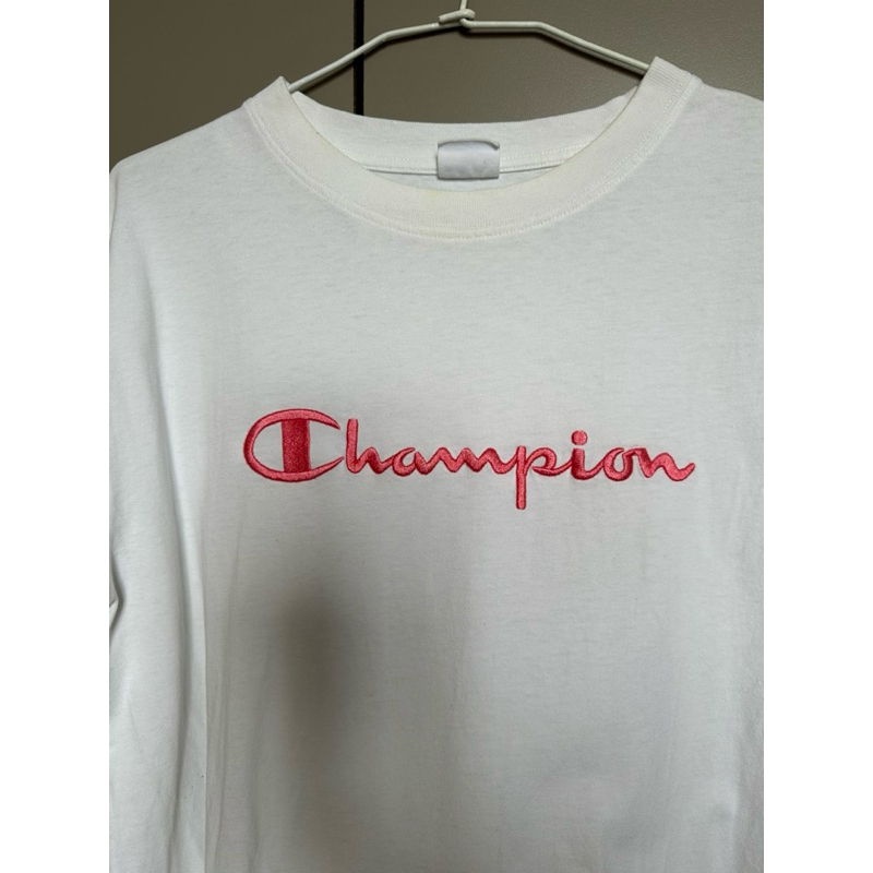 Champion 長板T 粉色刺繡logo 🎀 女M