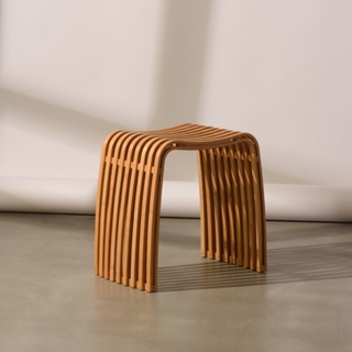 【Gudee 好迪家居】COLIN 弧形凳 單人椅 化妝椅 原竹色/棕色 現貨供應