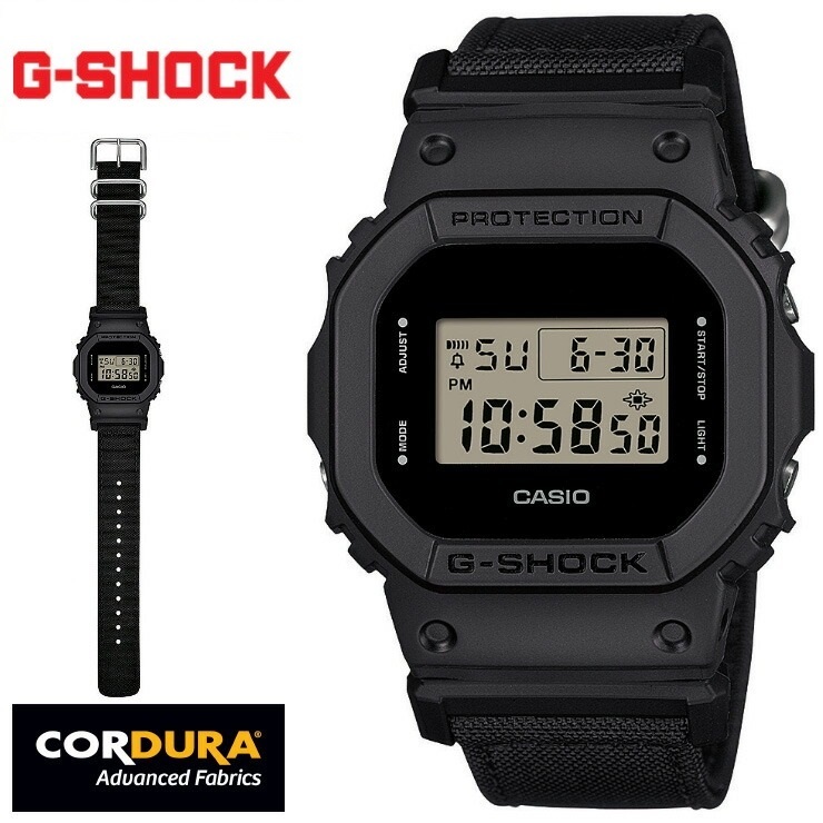 【CASIO】 G-SHOCK DW-5600BCE-1 百搭酷黑 街頭潮流 Cordura尼龍錶帶/42mm/公司貨
