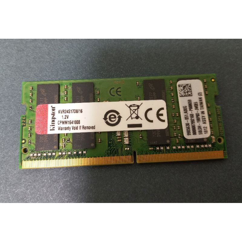 金士頓 Kingston 16GB   DDR4 2400 1.2V  NB 筆電用