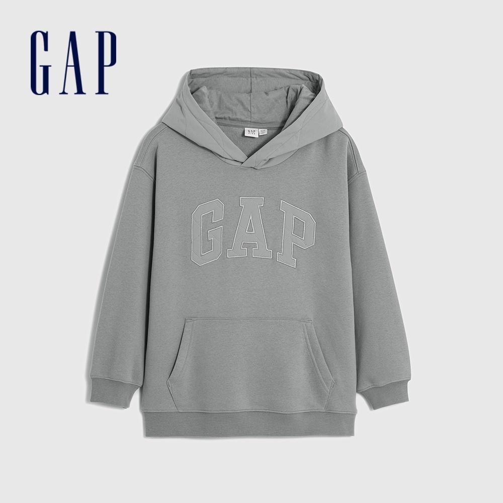 Gap 男童裝 Logo刷毛帽T-灰色(836852)