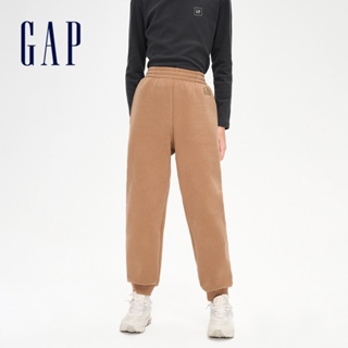 Gap 男童裝 Logo刷毛束口鬆緊棉褲 碳素軟磨系列-棕色(836648)