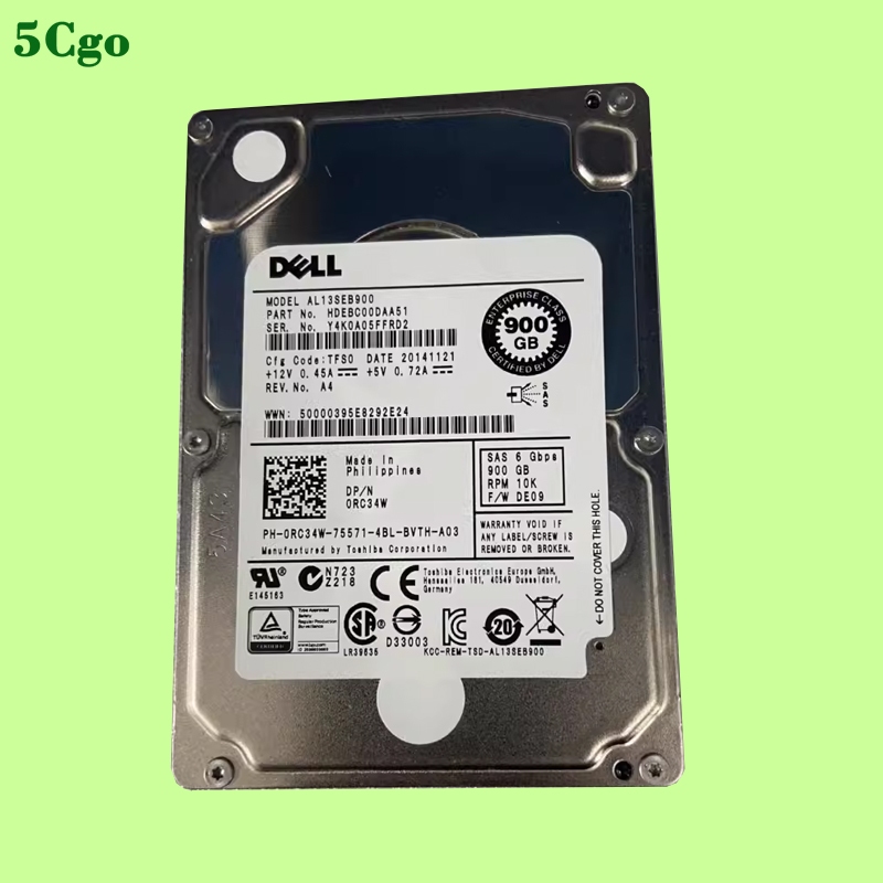 5Cgo.【含稅】Dell/戴爾 AL13SEB900 0RC34W  900G 10K 2.5吋 SAS伺服器存儲