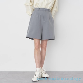 earth music&ecology 後腰鬆緊素面打摺剪裁短褲(1L41L0F0500)