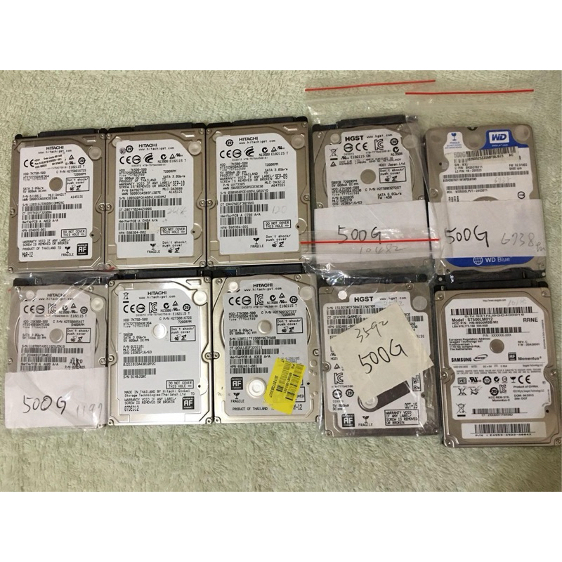 二手Seagate/HGST/Hitachi …..2.5吋 筆電硬碟500GB SATA介面 筆記型電腦硬碟