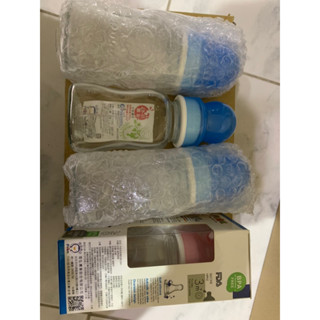 PUKU藍色企鵝 卡哇伊玻璃奶瓶標準口徑120ml-奶嘴十字適用3-6個月（現貨全新）