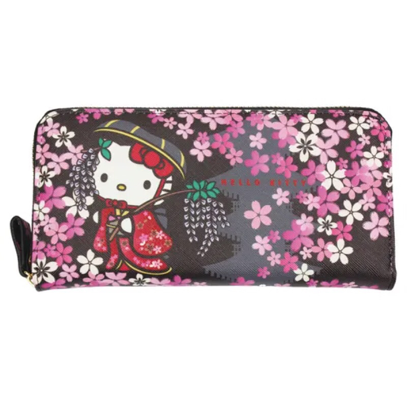 ~凡爾賽生活精品~~全新日本進口HELLO KITTY櫻花造型長夾拉鍊錢包