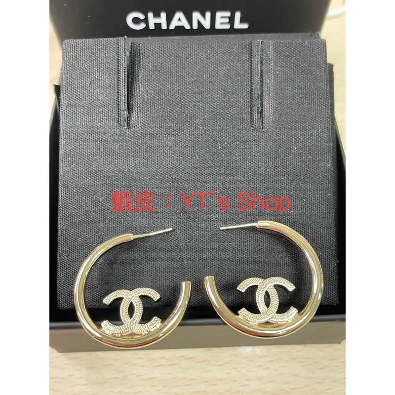 [正品95成新] Chanel 22P 雙C Logo環形耳環 Chanel 耳環