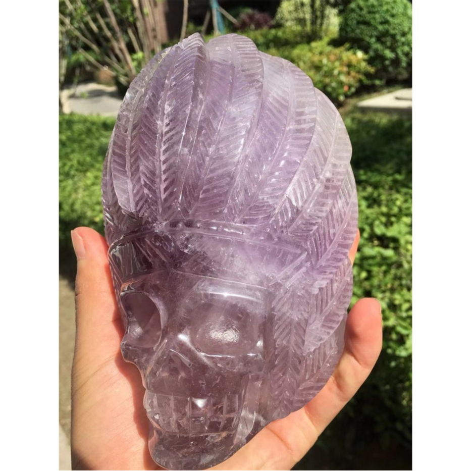 天然印第安紫水晶頭骨擺飾紫水晶骷髏頭一物一圖