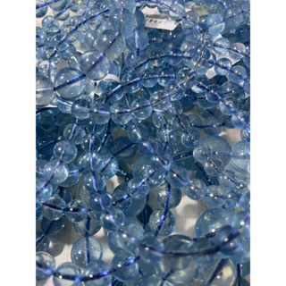 ［金百福］海水藍寶 透體5A+ 海藍寶 手珠手串 手鍊 DIY 設計款 材料珠（實品顏色淺一點）