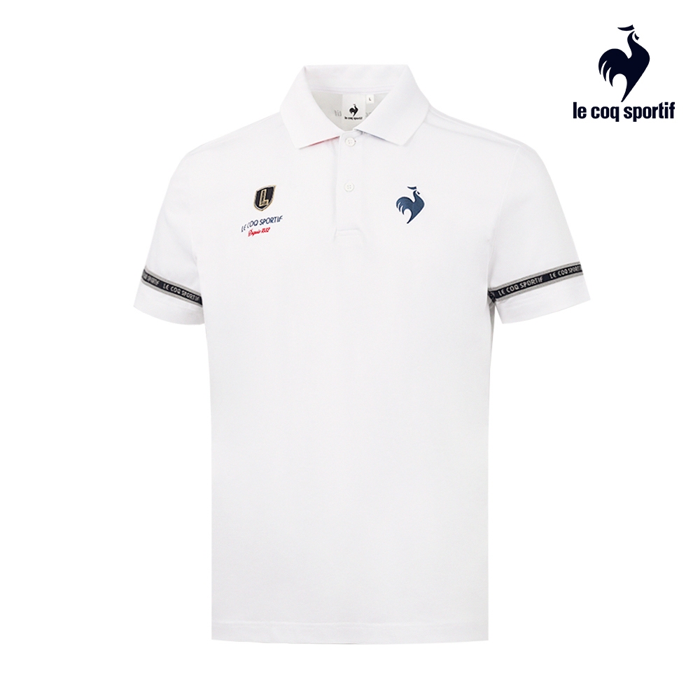 【LE COQ SPORTIF 法國公雞】休閒經典短袖POLO衫-男款-白色-LWT21342