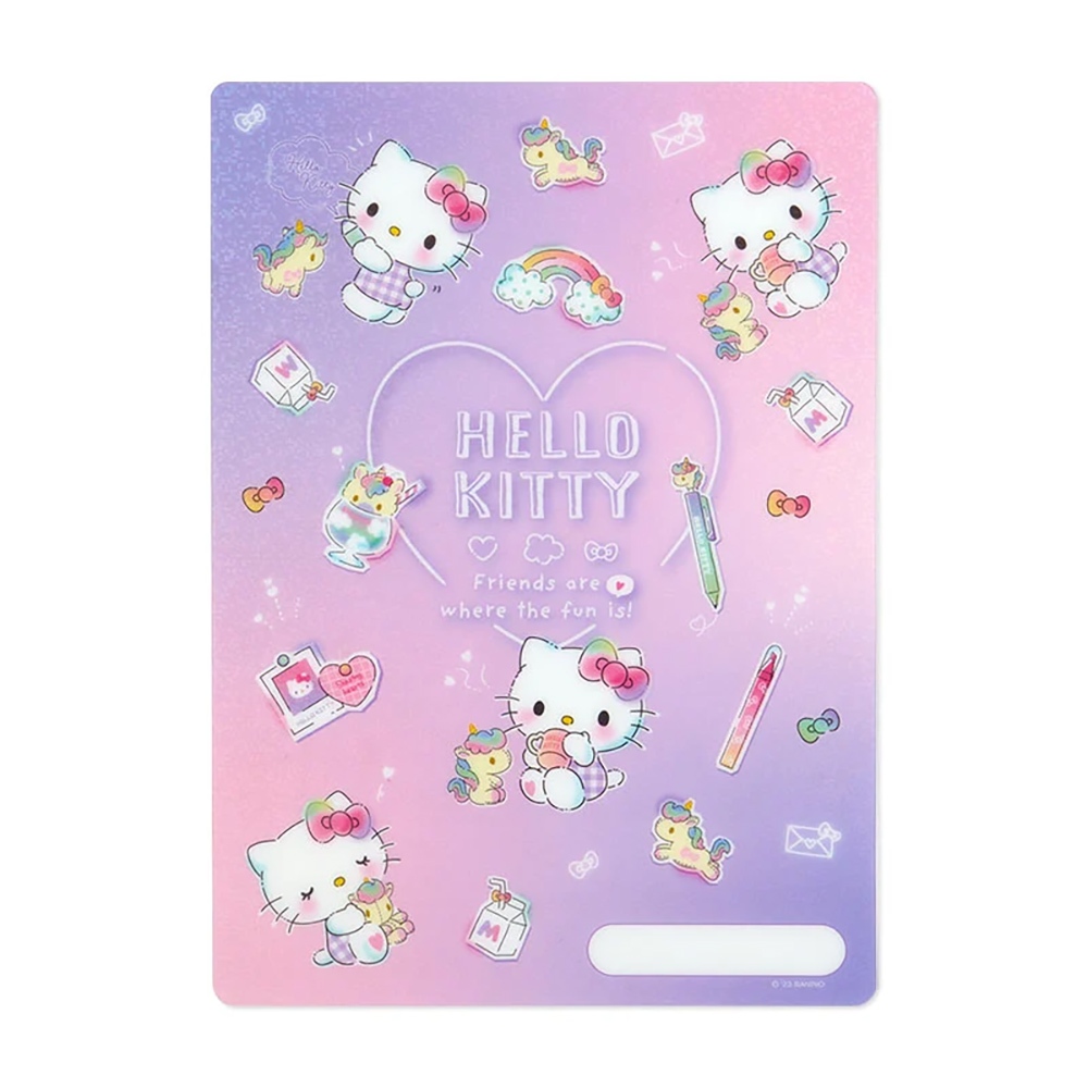 Sanrio 三麗鷗 日本製 半透明塑膠墊板 Hello Kitty 閃亮彩虹 484831