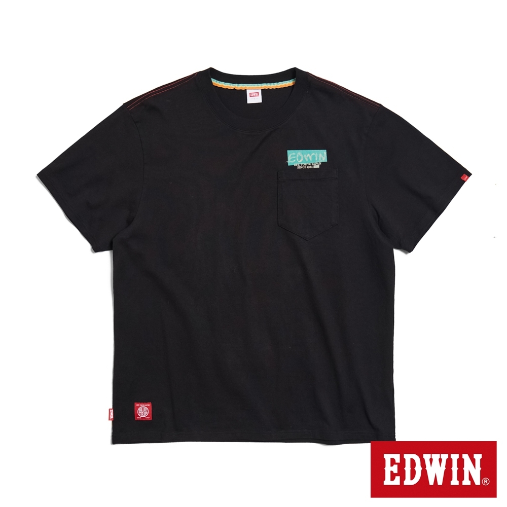EDWIN 超重磅口袋印花短袖T恤(黑色)-男款