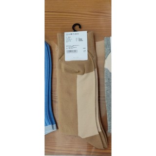 Uniqlo 消臭 條紋 長襪 男襪 457284 男裝 31 BEIGE 米色 27-29cm