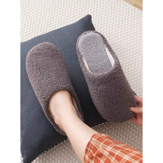 日式簡約加絨保暖厚底室內拖鞋