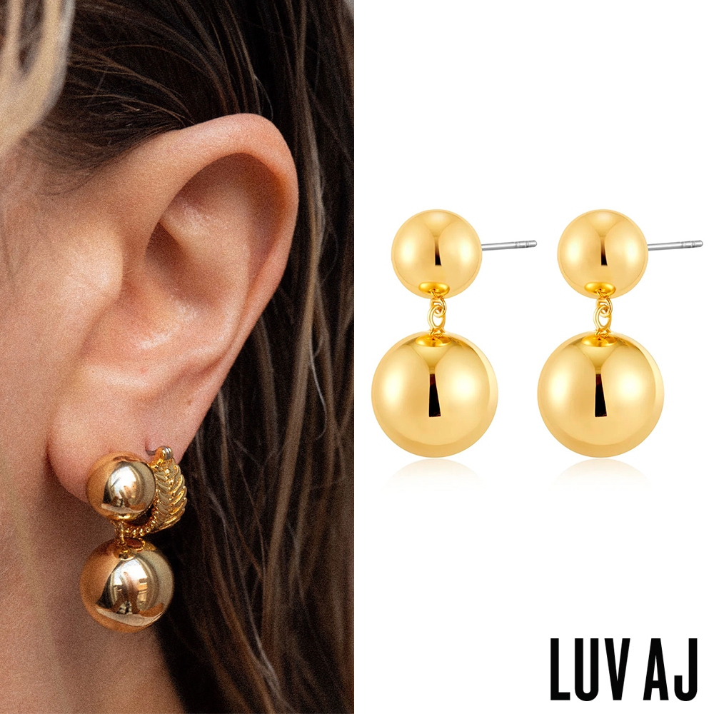 LUV AJ 好萊塢潮牌 立體金球耳環 金色垂墜式耳環 DOUBLE BALL EARRINGS