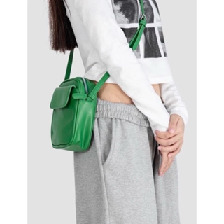 二手｜BV綠 綠色 皮革 皮質 拉鍊 小包 腰包 側背包