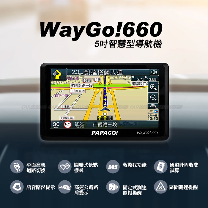PAPAGO WayGO! 660 衛星導航 手持式導航 5吋智慧型導航機 (S1圖像化導航介面丨測速語音提醒)