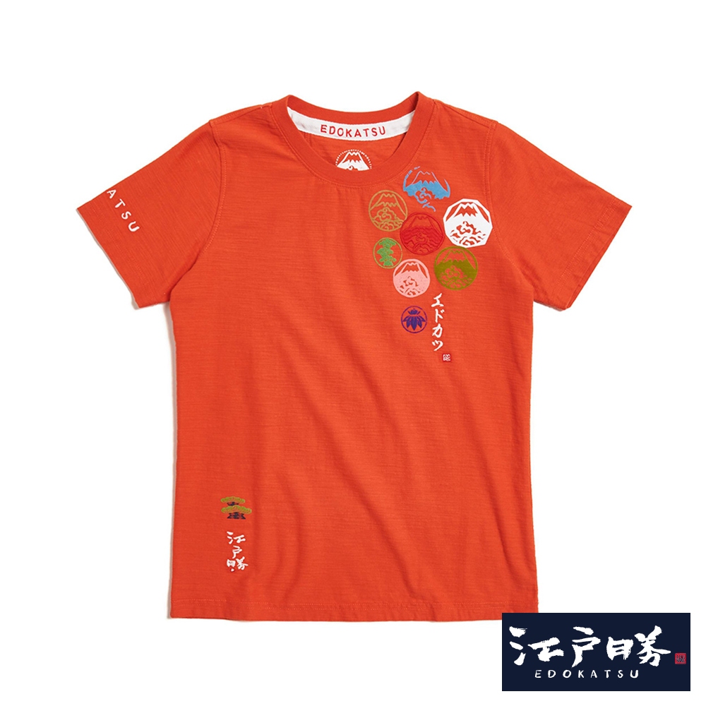 江戶勝 七富士山短袖T恤(桔色)-女款