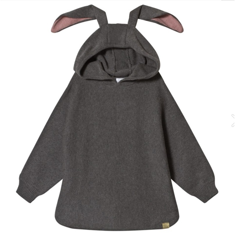 丹麥 Hust & Claire 灰色兔兔連帽針織上衣｜3-4歲