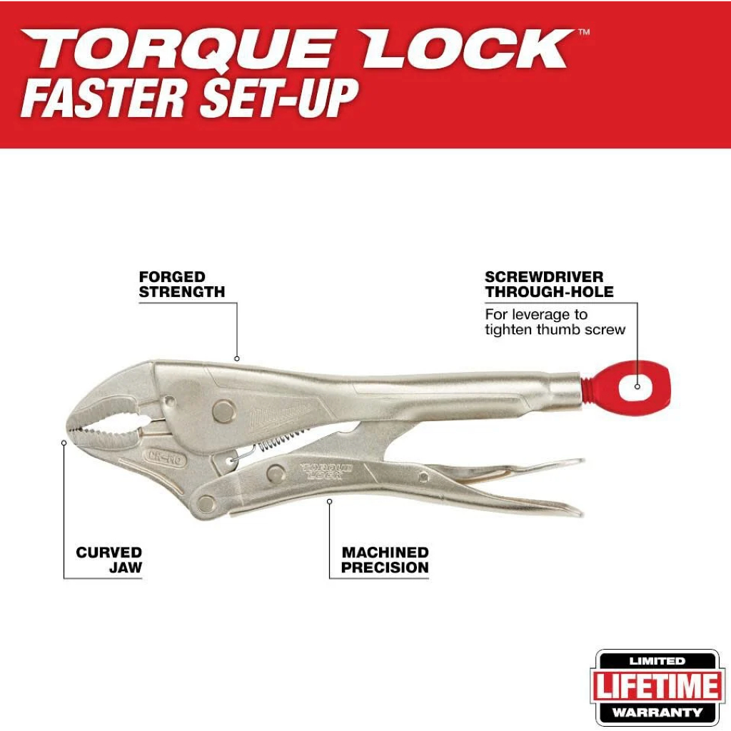 米沃奇新款全鋼製 TORQUE LOCK 10 吋 TORQUE LOCK 彎口鎖緊鉗 萬能固定鉗 強力 彎口大力鉗