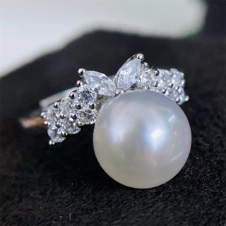阿姬寶>GA1874-DIY珍珠配件 18K包金銅厚鍍金精緻甜美戒指半成品 銀色7.5-10mm-空託配件 不含珍珠
