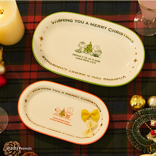 [預購] 史努比 查理布朗 莎莉布朗 聖誕系列 造型陶瓷盤 盤子 點心盤 2入套組