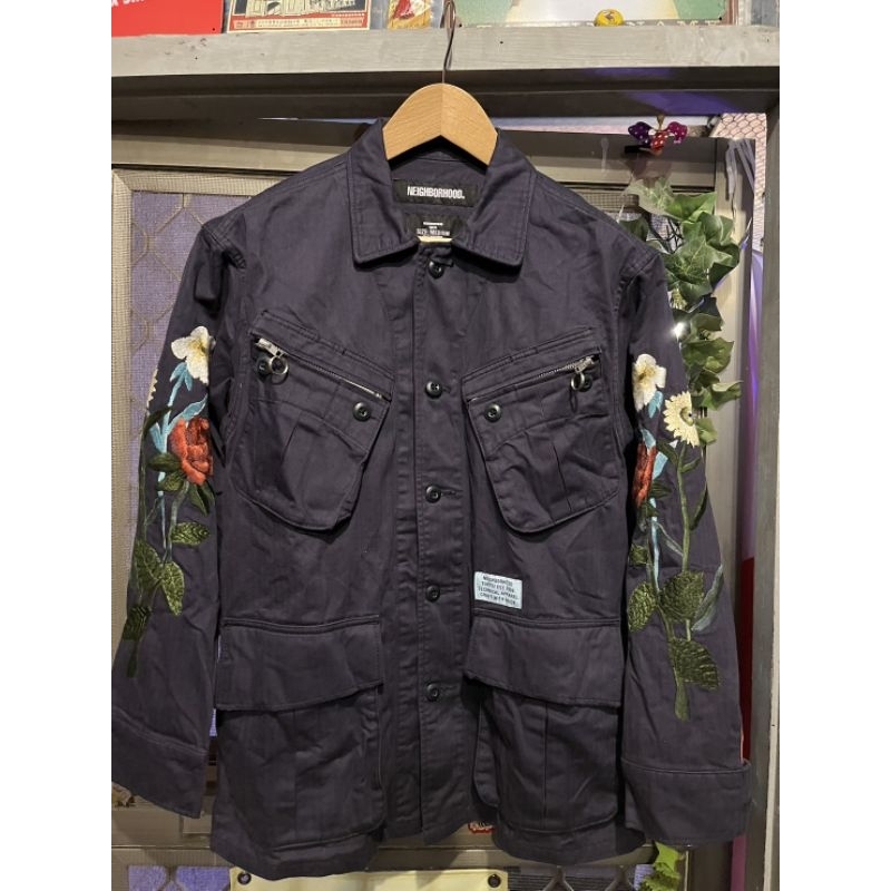 neighborhood nbhd military jacket 軍裝外套 藍紫色 刺繡 size:M號 日本製