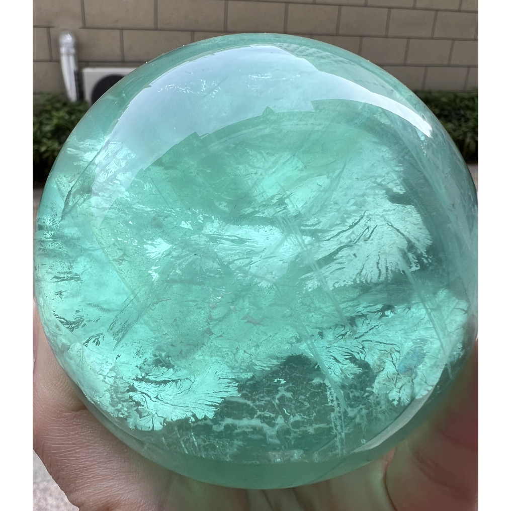 天然綠螢石水晶球擺飾綠色水晶湖水藍色屬木客廳辦公家居喬遷擺飾
