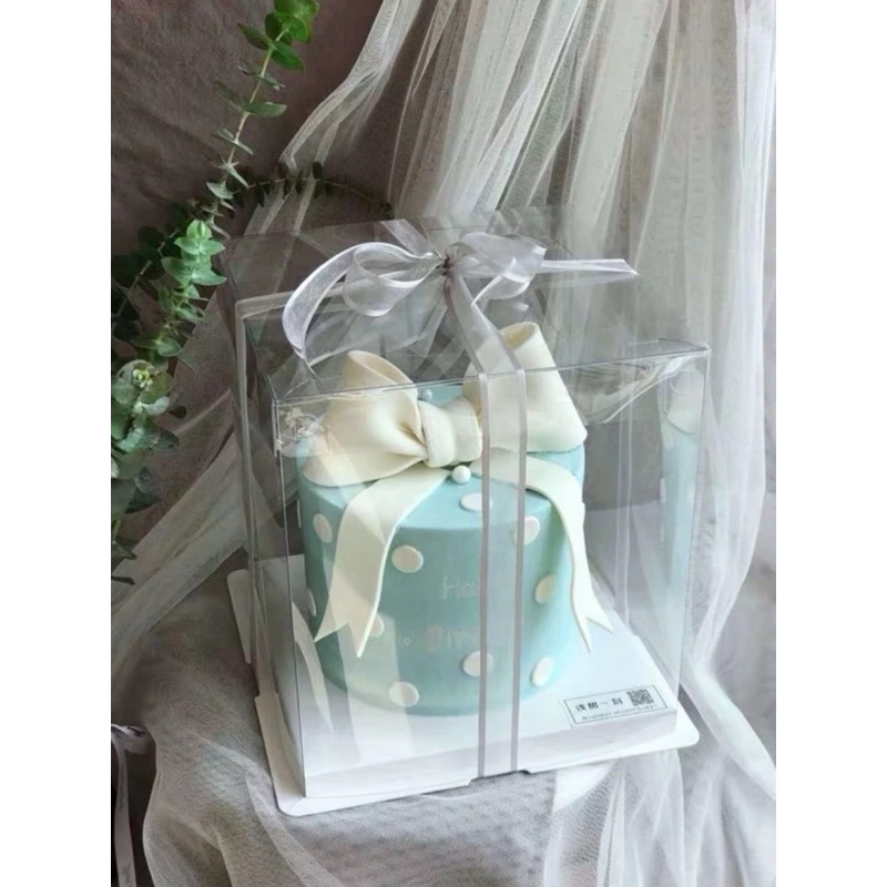 【全新】6吋 透明生日蛋糕盒5入( 不含蛋糕和緞帶）