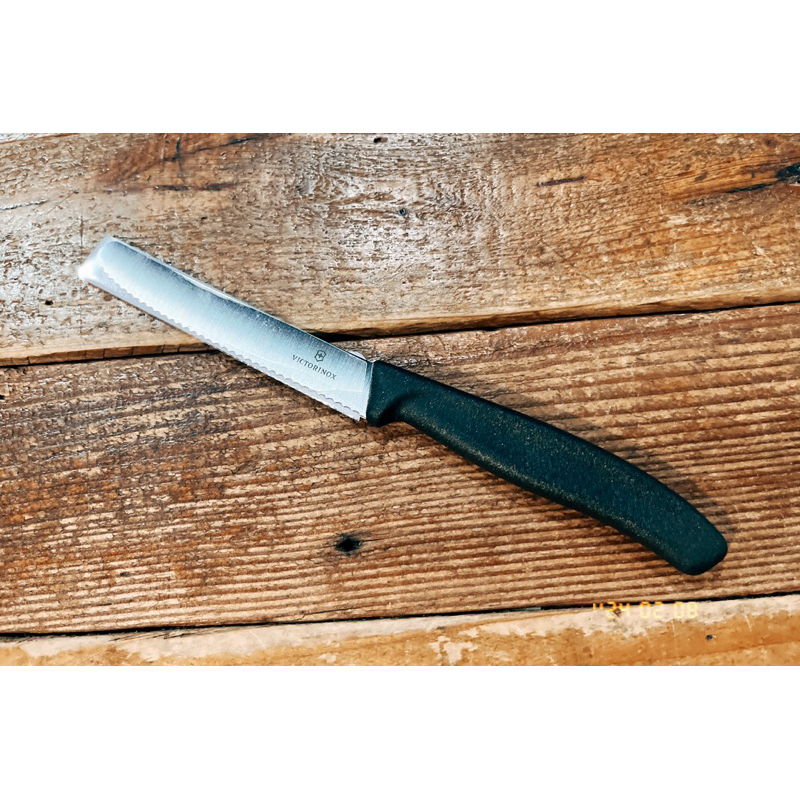 瑞士製 Victorinox 圓頭 不鏽鋼 菜刀 牛排刀 露營刀 水果刀/ 黑色