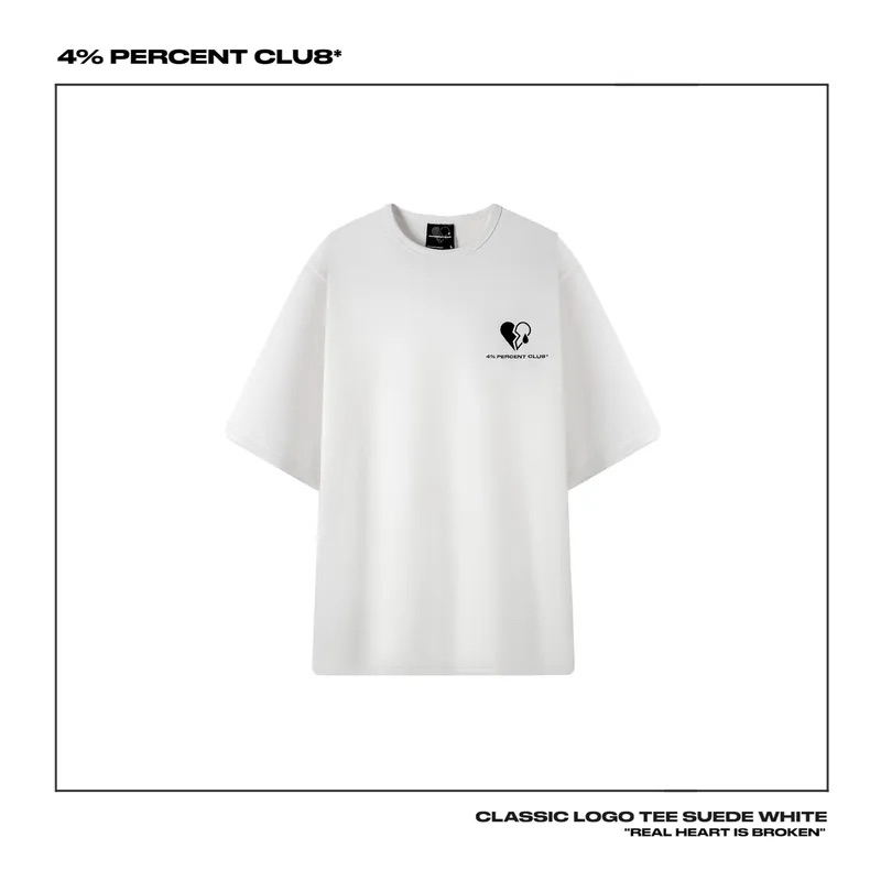 4 Percent club 經典款麂皮白短袖T恤L號