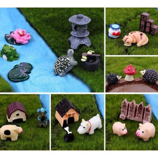 🌱森鄰🌱園藝微景觀擺件【卡通動物公仔3件組】小狗 牛 烏龜 刺蝟 大象 青蛙 驢子 豬 苔蘚多肉植物盆栽生態瓶裝飾小物