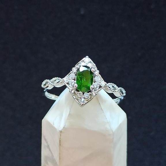 💎 爆富爆美 透輝石 質感 綠透輝 蕾絲 925銀 活圍 戒指 天然 透輝石戒指