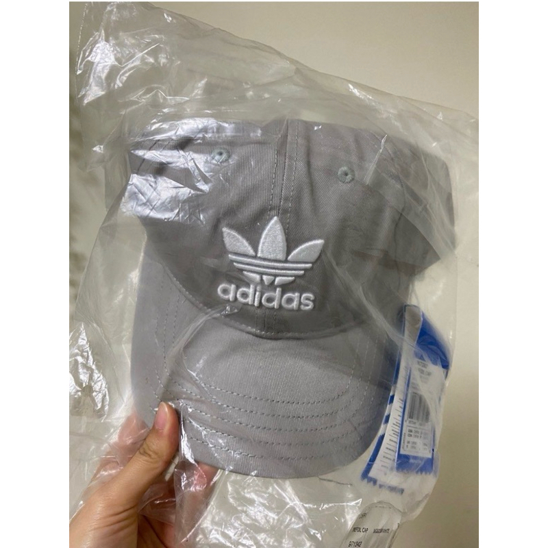 「全新」Adidas 三葉草 Logo 刺繡老帽 鴨舌帽 棒球帽（灰色）