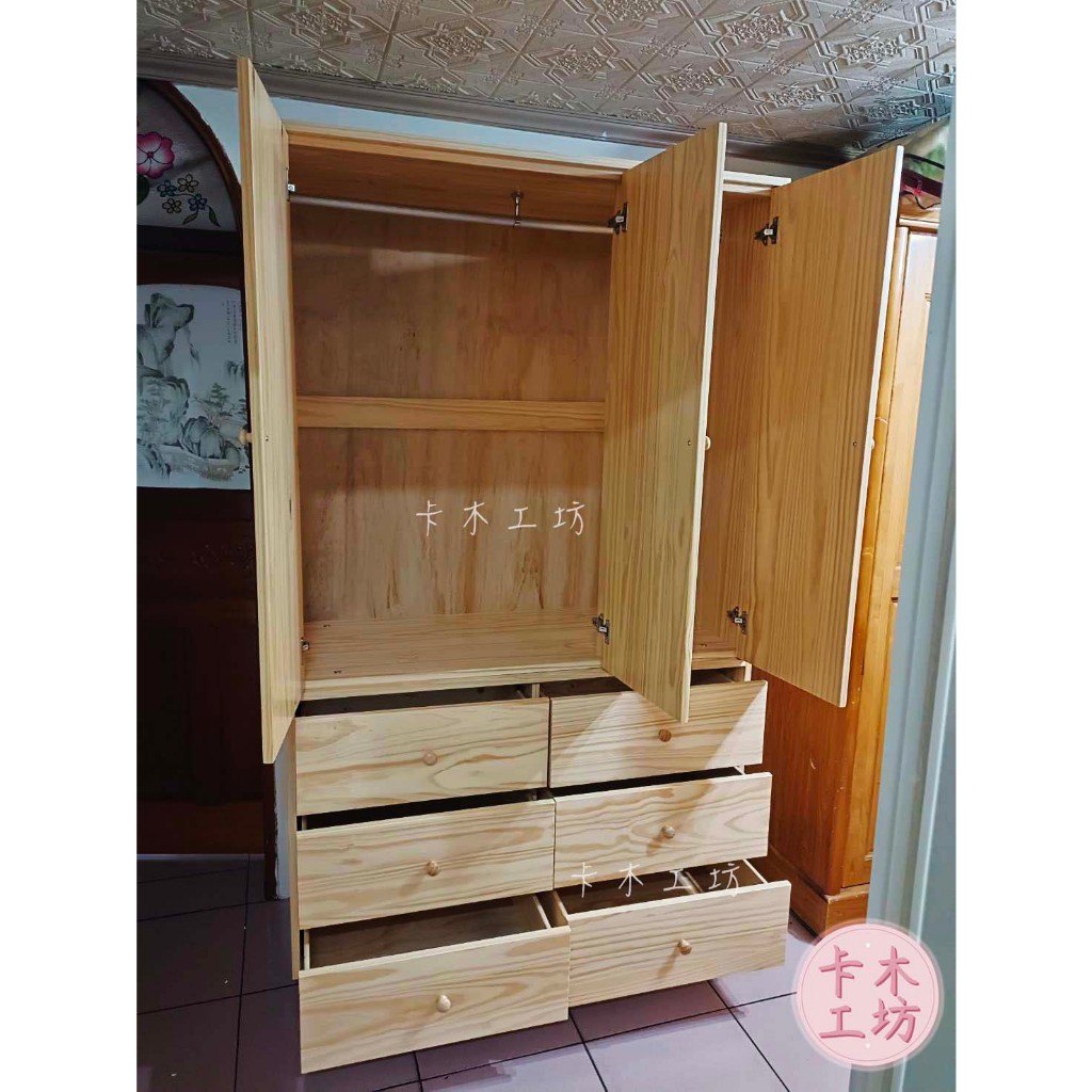 卡木工坊 全實木拉門衣櫃 衣櫥 收納櫃 抽屜櫃 櫃 系統櫃 收納 台灣製 實木家具
