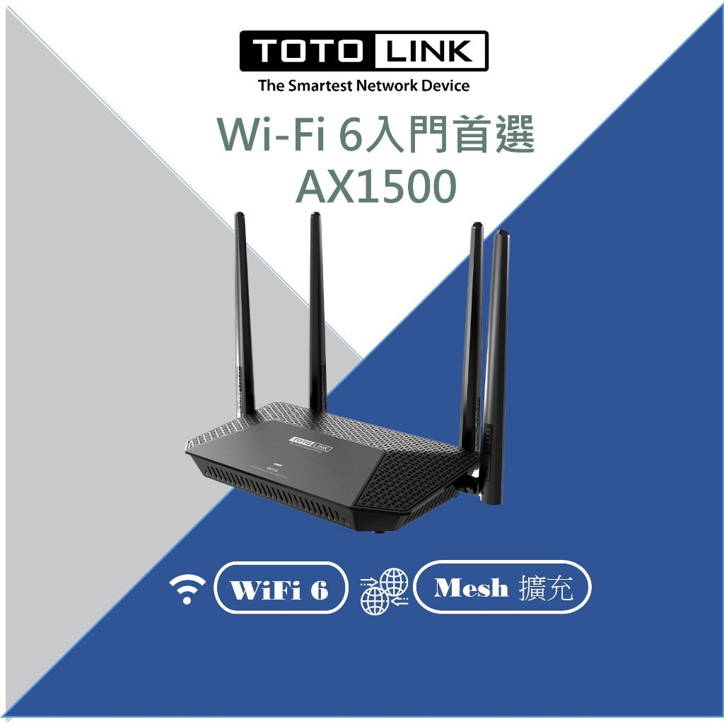 TOTOLINK X2000R AX1500 WiFi6 雙頻Giga EasyMESH無線路由器 分享器