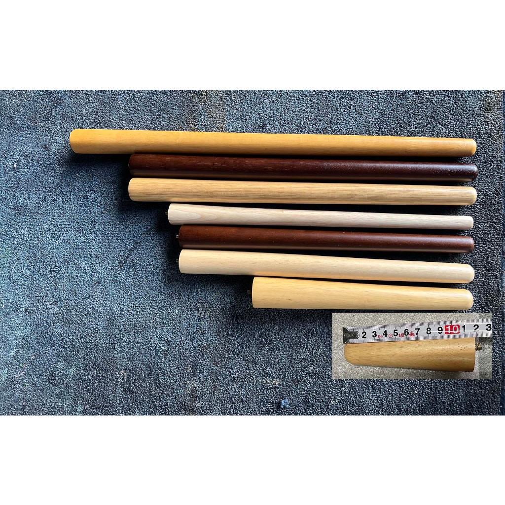 台灣製🇹🇼原木本色及咖啡色的實木腳 -12、 30、41.5、43.5、50、60公分長的實用橡膠實木桌腳（附五金螺絲)