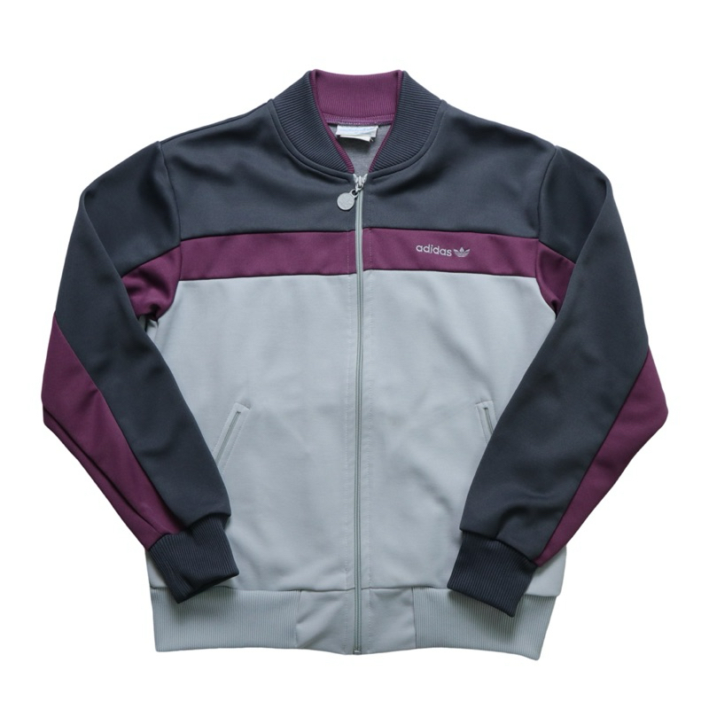 「富士鳥」古著 1980s Adidas 台灣製 灰紫拼色運動外套