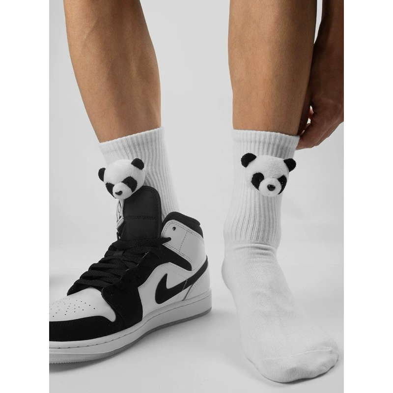 🔥全新現貨秒發🉐️猛男熊貓襪🐼長筒白襪 籃球襪 運動襪 白襪 長筒襪 刺繡襪 白襪男