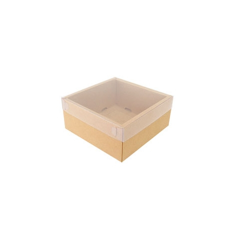 CH奇鴻✪ 實拍-牛皮無印 透明上蓋(5入10入) 4吋6吋8吋10吋 乳酪蛋糕盒 牛皮盒慕斯盒外袋盒烘焙包裝 食品包裝