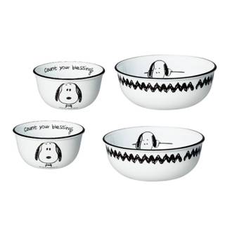 【康寧 Corelle】SNOOPY史努比 復刻黑白4件式餐具組-D23