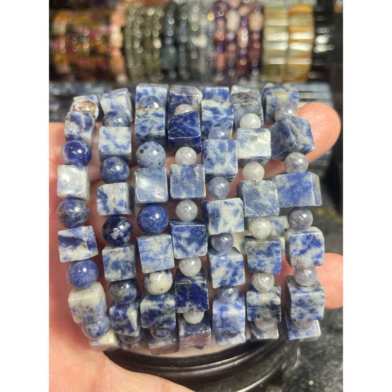 藍紋石手珠藍紋石魔方造型手珠